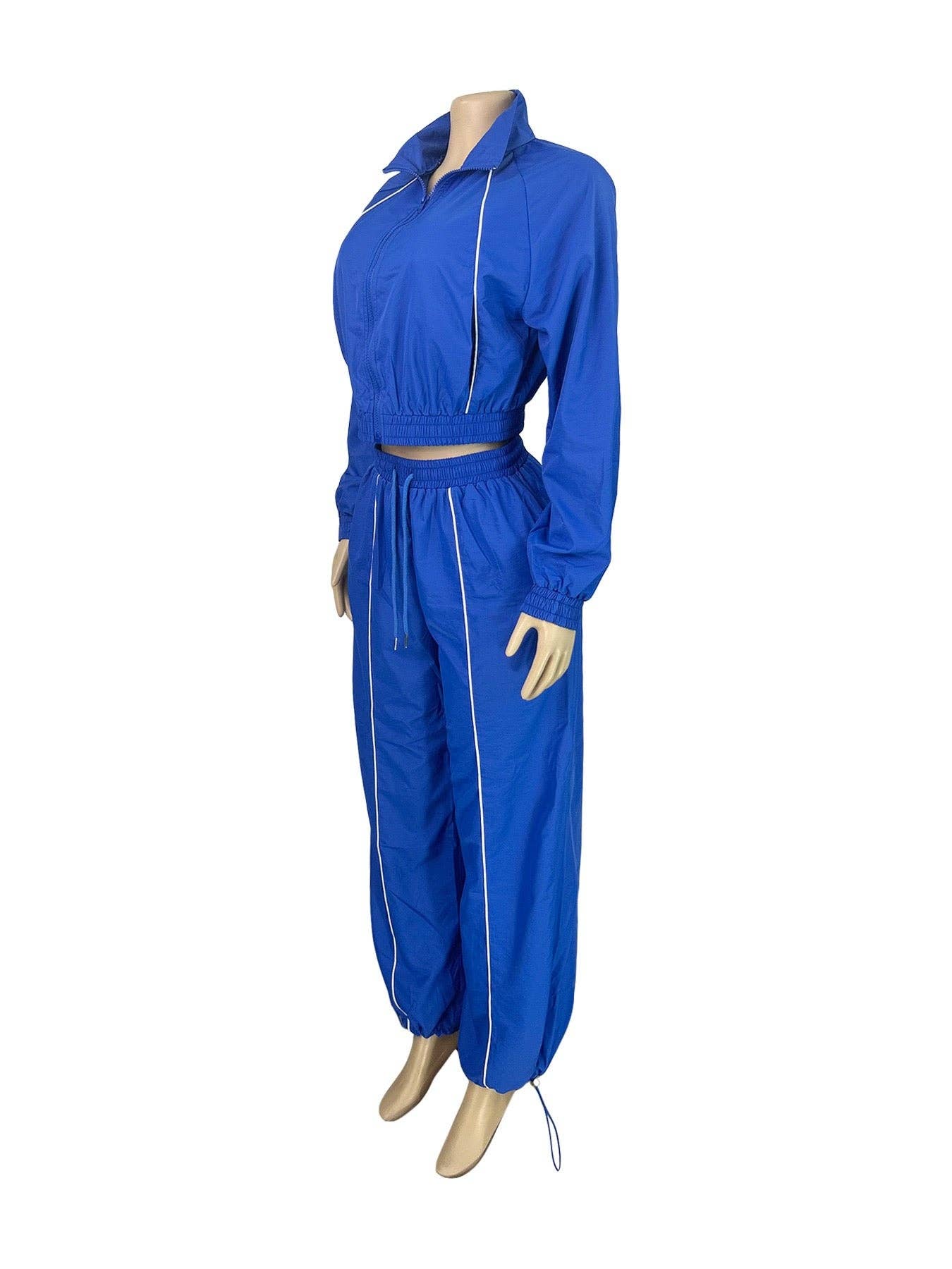 MB Fashion Wholesale - Wholesale Top & Pant Set (NOT Loungewear) - Women's - MB FASHION Two-Piece Windbreaker Zip-Up Set with Drawstring Details 50525