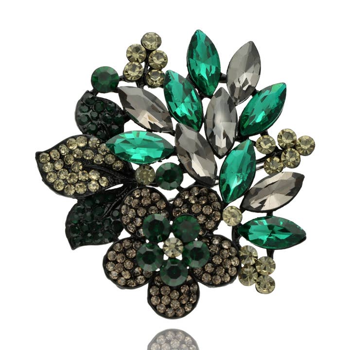 Spilla Bigiotteria Artistica Bouquet Floreale Verde per la vendita all'ingrosso da parte di IngrossoFashion by INCI SRL