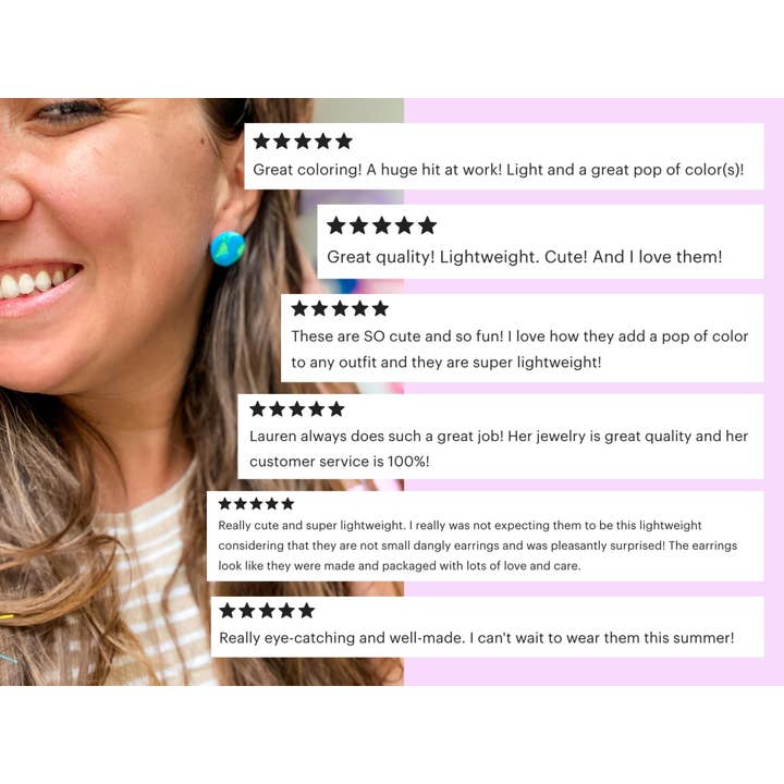 Lauren Likes Art - Wholesale Stud/Post Earrings - Polymer Clay Colorful Apple Teacher Stud Earrings2