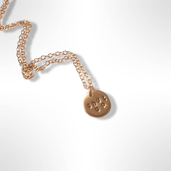 Shut Up Snarky Stamped Circle Charm for wholesale by Lux + Luca Jewelry Co.