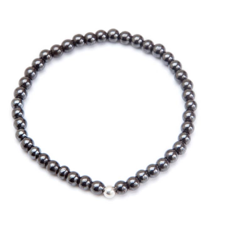 Black & Silver Ball Thin Magnetic Bracelet for wholesale by Magnehealth
