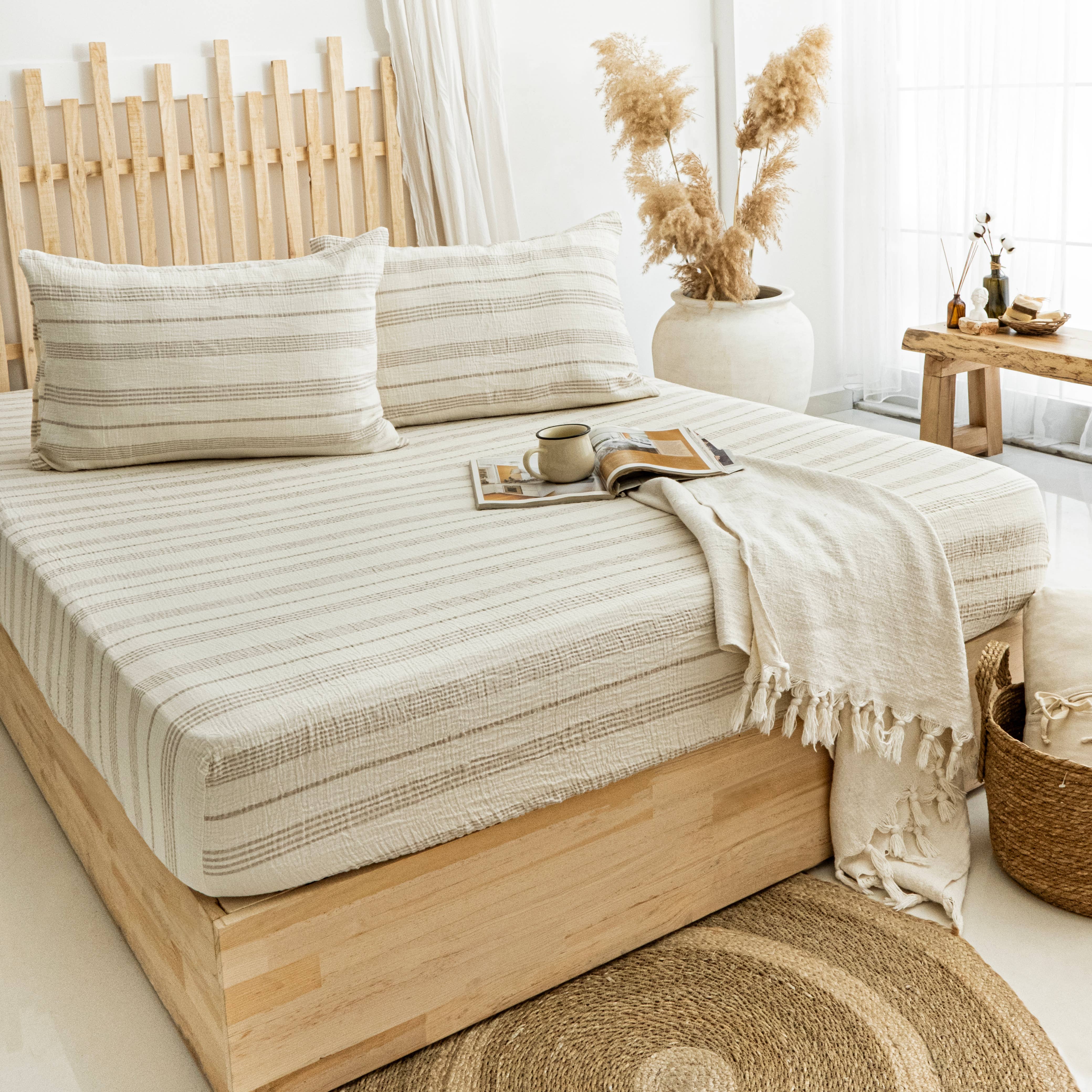 Naturloom - Wholesale Fitted Sheet - Organic Muslin Fitted Sheet GOTS Certified Bedding Set3