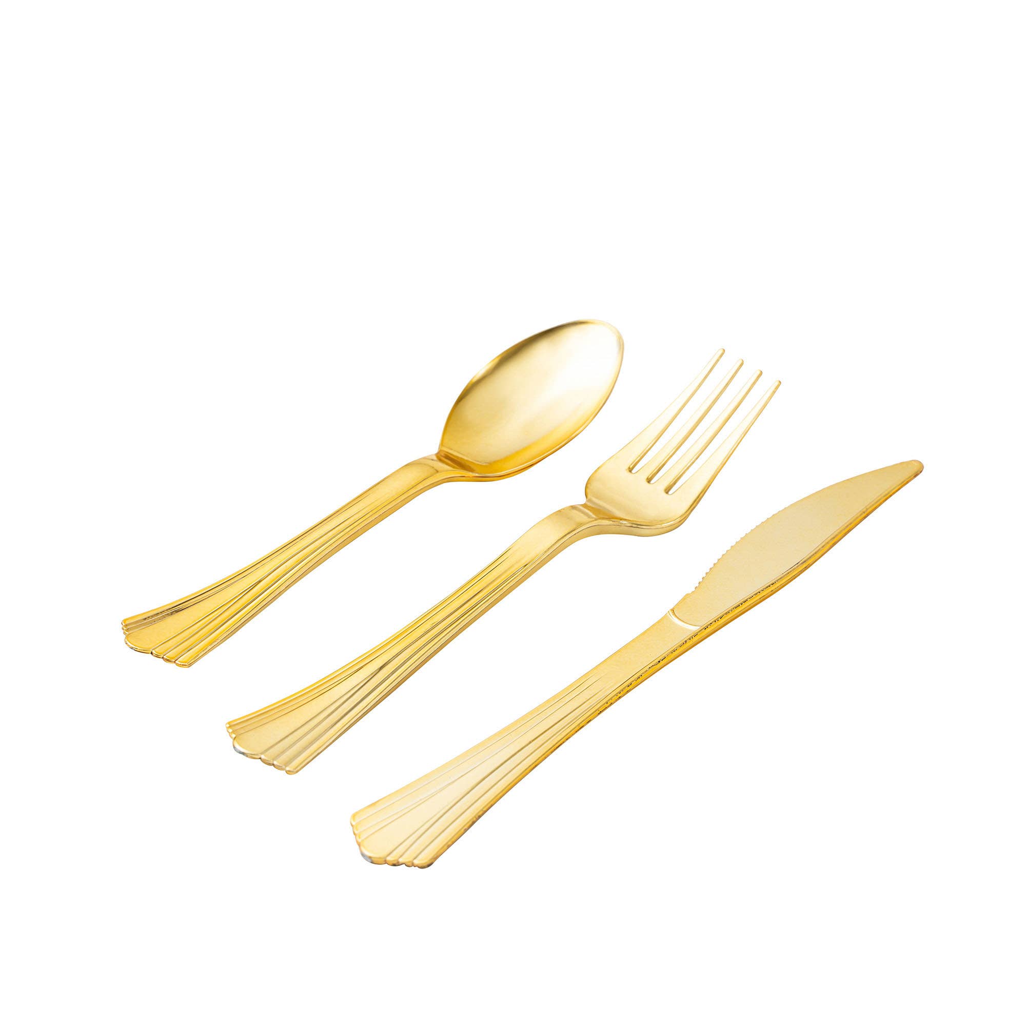 Or 24 pièces Ensemble de couverts en plastique - Doré en vente sur Faire1