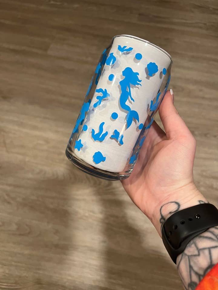 Verre à canette Libbey entièrement enveloppant Mermaid pour la vente par The Crazy Craft Girl LLC