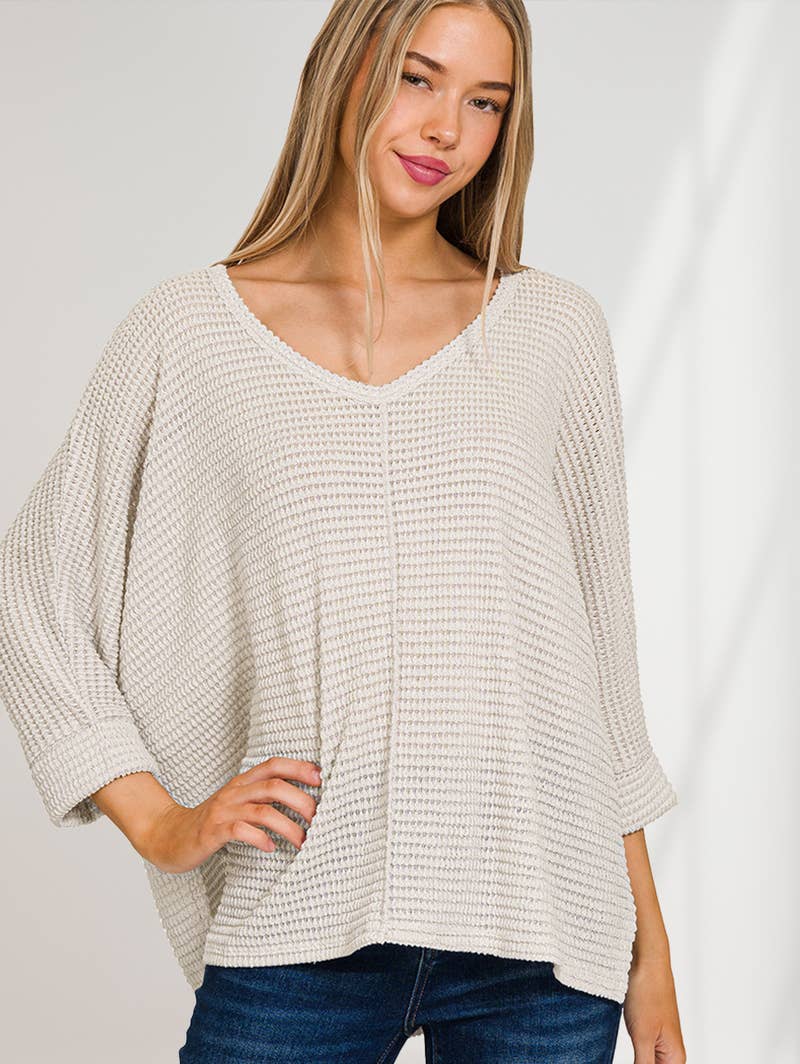 42POPS - Wholesale Knit Sweater - Women's - `.V Neck Hi Low Hem Jacquard Sweater1