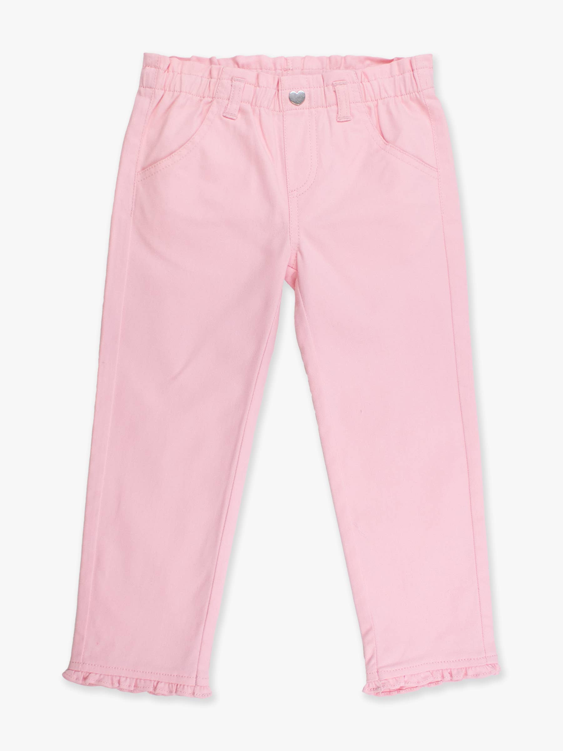 Girls Pink Ruffle Straight Jeans for wholesale on Faire1