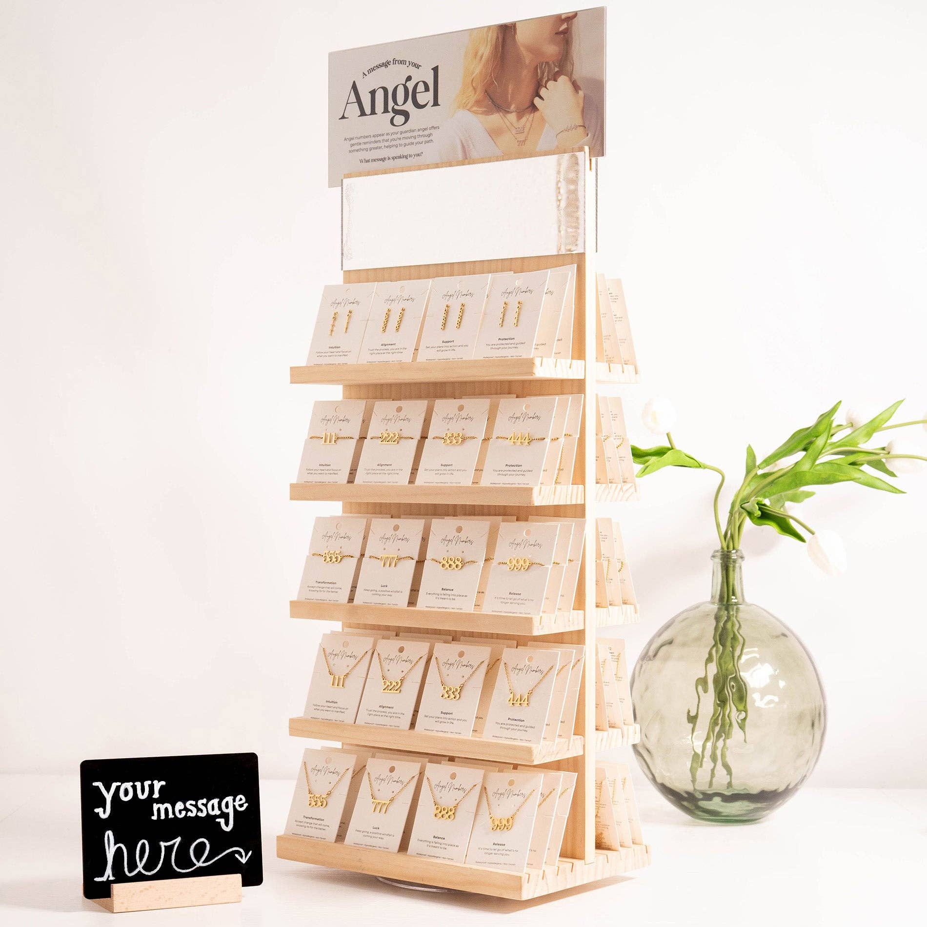 WJW - Venta al por mayor Soportes y estantes de exposición de joyas - Set de exhibición de joyería con números angelicales16