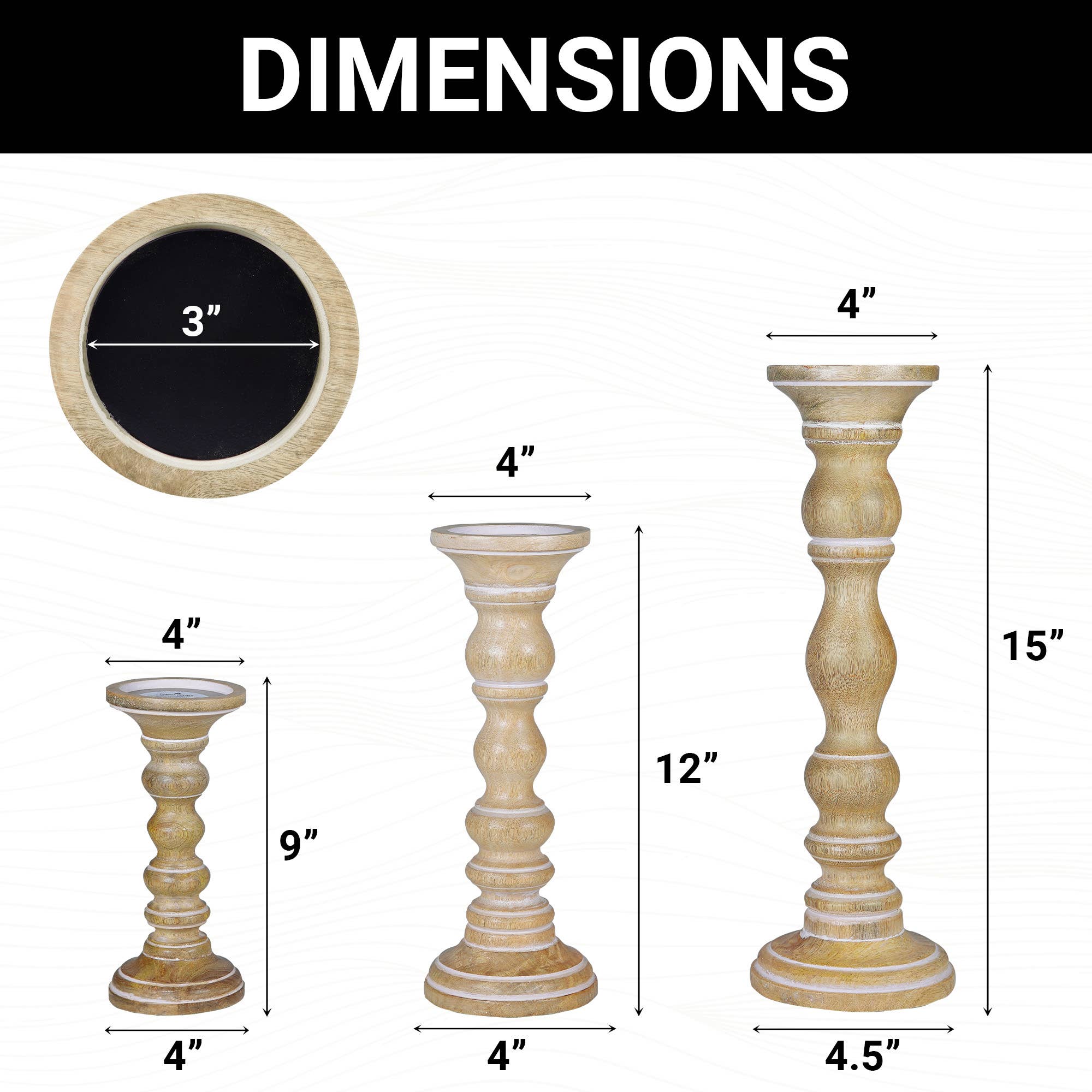 Mela Artisans - Wholesale Candle Holder - Willow Candle Holder Set of 3, 2 finish options2