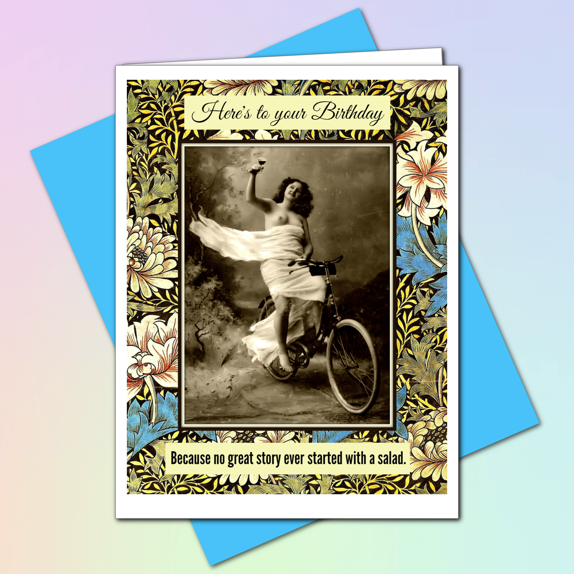 Ümlaut Brooklyn - Wholesale Birthday Card - No Great Story Ever Started With A Salad Birthday Greeting C1