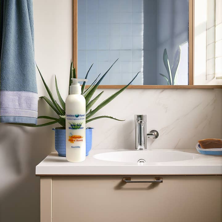 Oatmeal, Milk & Honey Aloe Vera Whipped Lotion for wholesale by Botanica Basics Handmade Soap