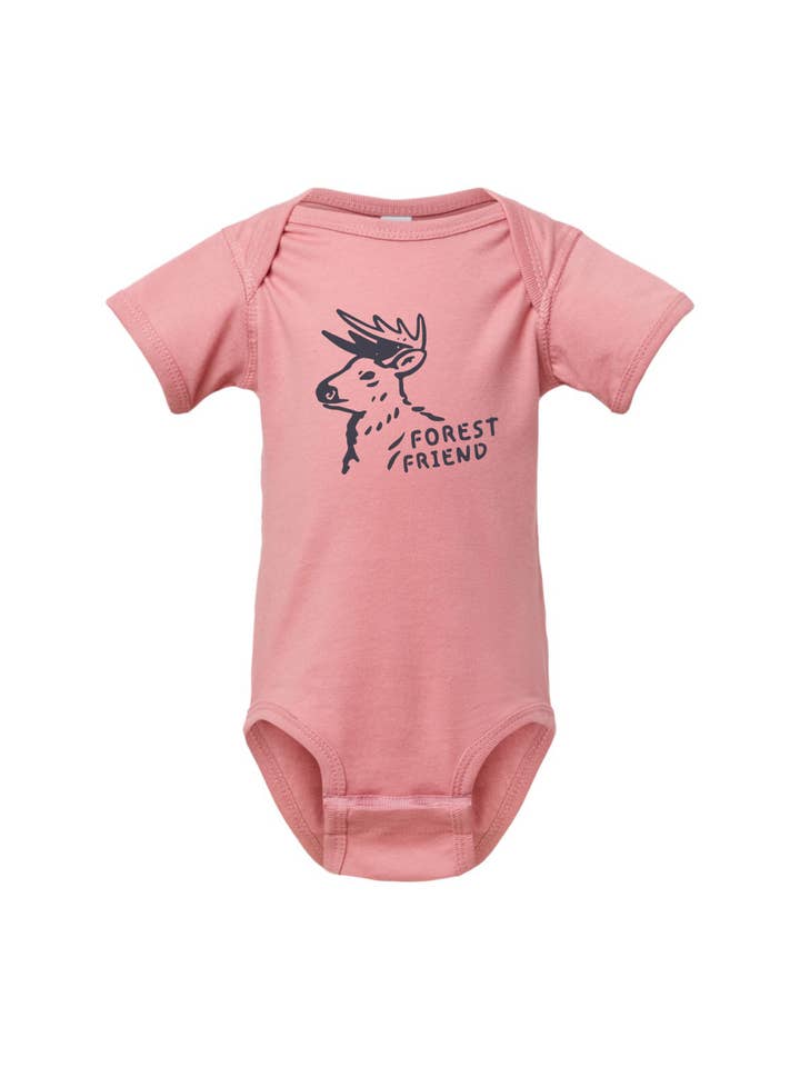 Forest Friend Reindeer Baby Onesie for wholesale by Buffalo Mountain Print + Supply