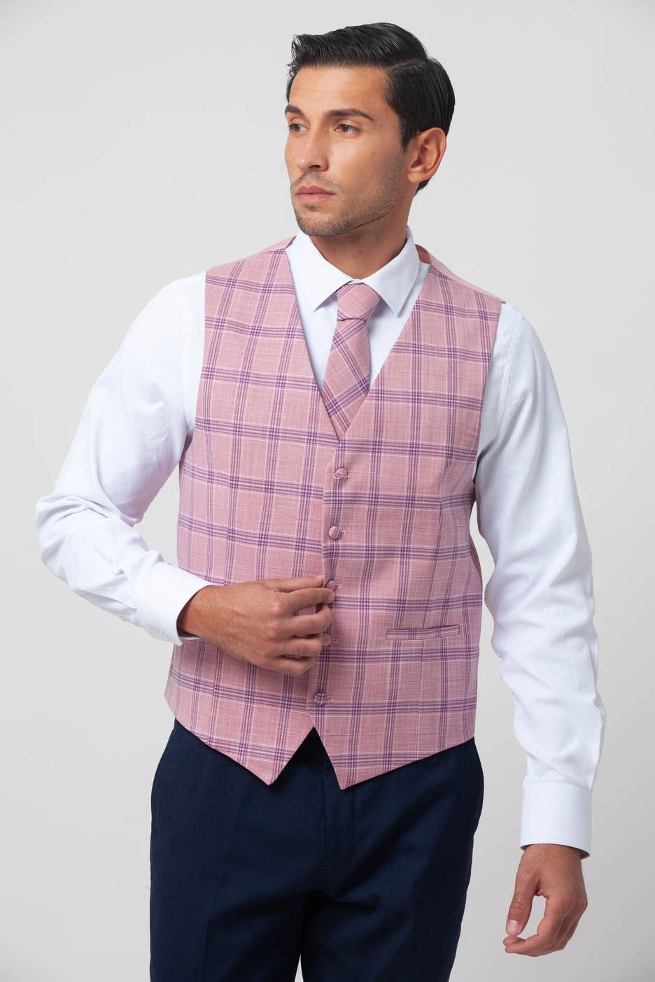 Rose Set Vest with Tie, Checkered Handkerchief w/ Picasso for wholesale on Faire5