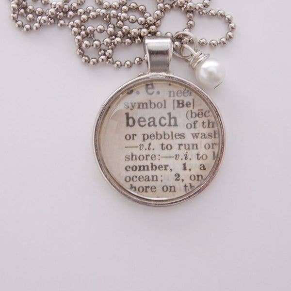 Colar com pingente de uma polegada “Beach” por atacado de KraftyKash Designs