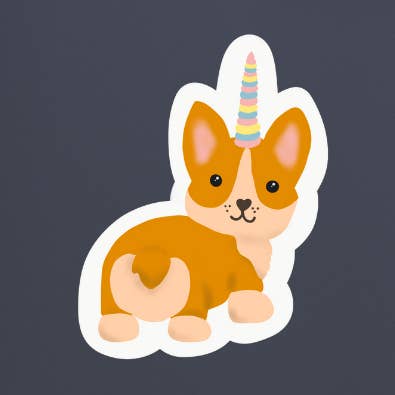 Corgi Unicorn Sticker for wholesale by Warrior Woman Co. Designs