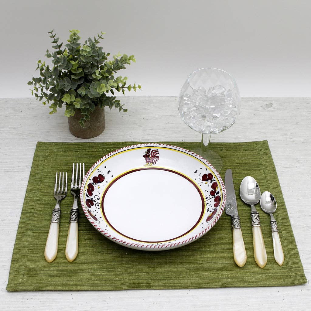 Artistica - Deruta of Italy - Wholesale Bowl - ORVIETO RED ROOSTER: Risotto/Pasta/Cioppino round shallow coupe bowl3