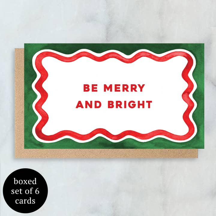 Be Merry and Bright Mini Cards- Boxed Set of 6 | Blank Every for wholesale by Abigail Jayne Design
