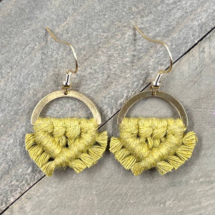 Half Circle Brass Fringe - Kiwi Green for wholesale by HK Macrame Jewelry