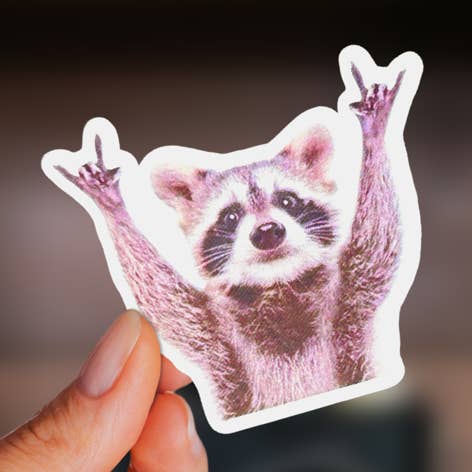 ROCKIN' RACCOON Sticker for wholesale by dkhandmade