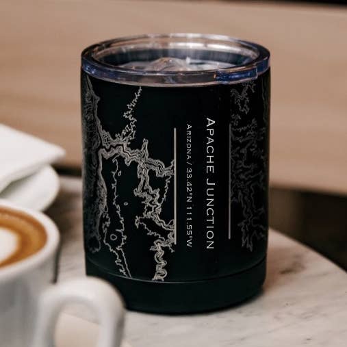 JACE.design - Vendita all'ingrosso Bicchiere/tazza termica - Tazza termica Apache Junction AZ Map in nero opaco0