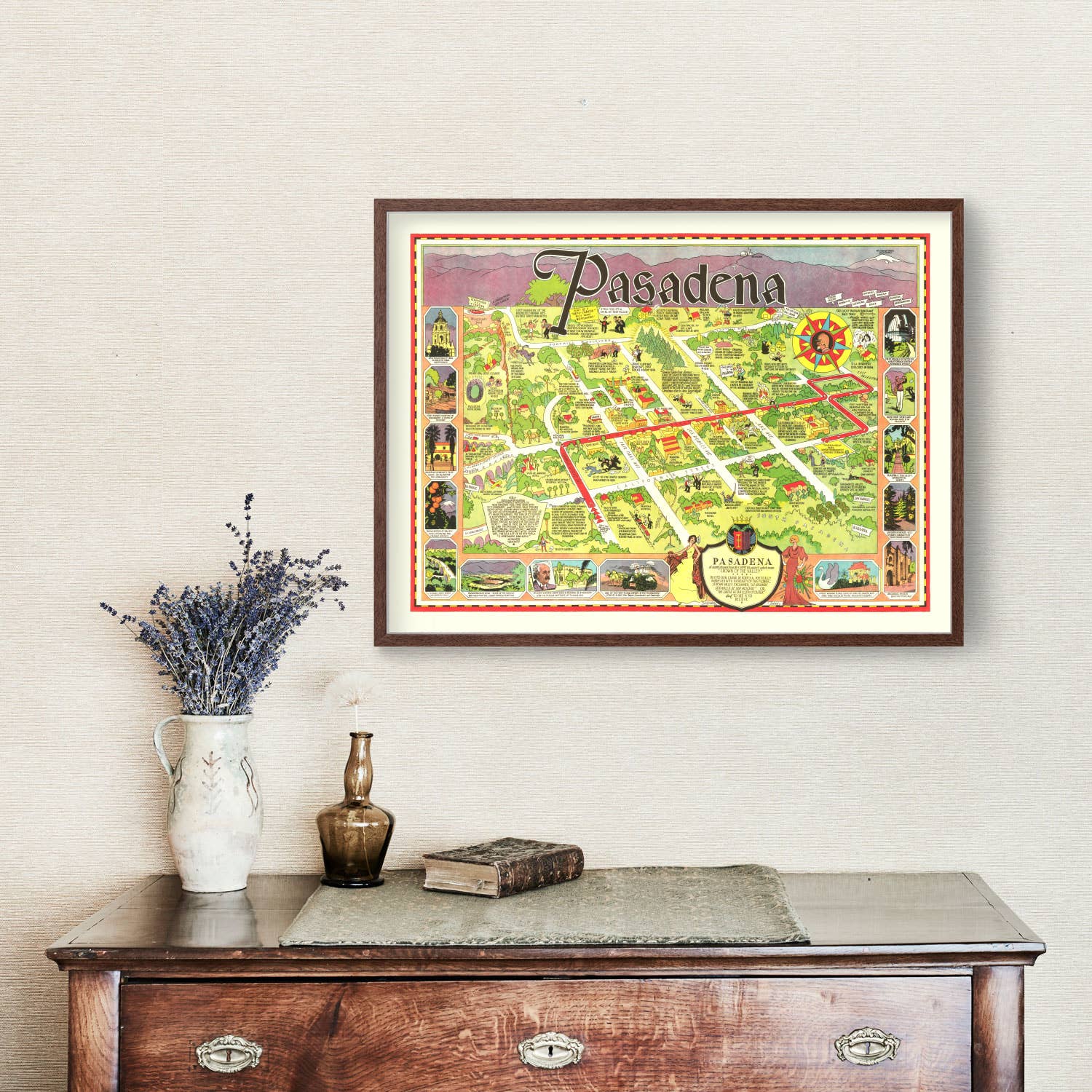 Ted's Vintage Art - Wholesale Map - Vintage Map of Pasadena, California 19331