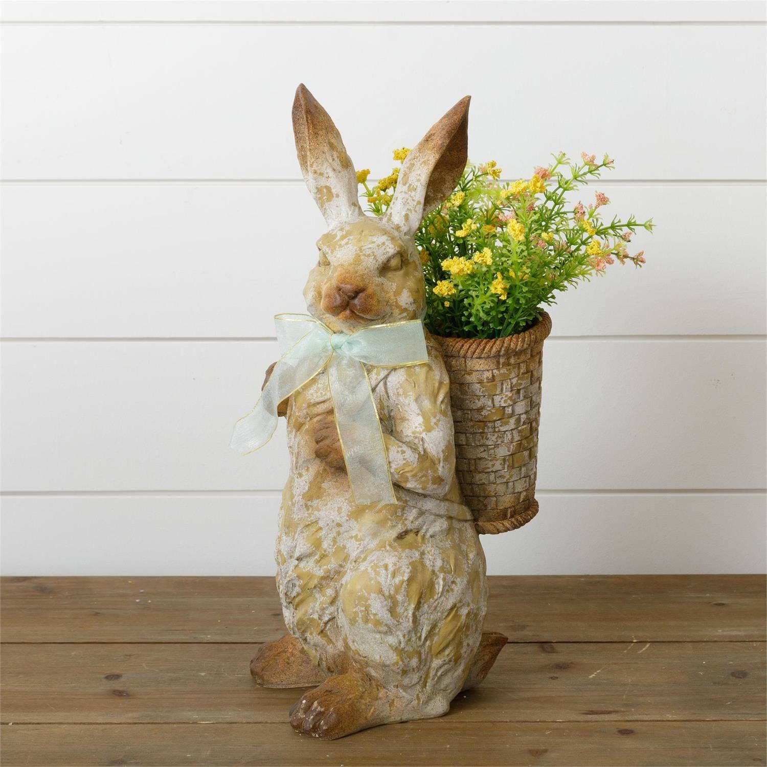 Audrey's Home & Gift – wholesale Decorative figurine – Standing Bunny With Basket (PC)2