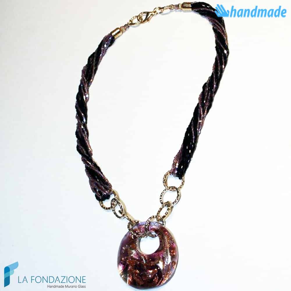 Light Blue Magenta Peacock Murano Glass Beads Necklace for wholesale on Faire3