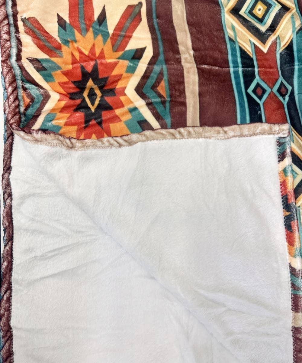 DESHENG ENTERPRISE - Wholesale Throw Blanket - AZTEC WESTERN PRINT FLANNEL BLANKET   2