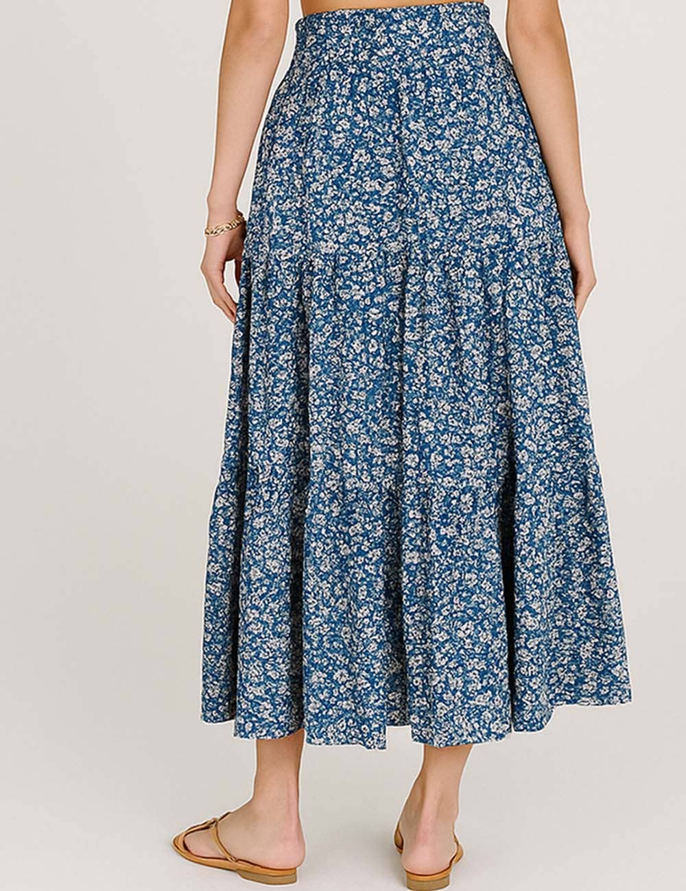 Sweetkama - Wholesale Skirt - Women's - Ladies Boho Elastic Waist Ruched Drawstring Skirt7