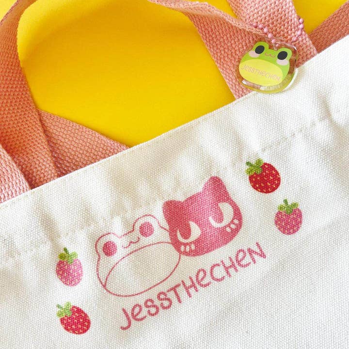 Jessthechen - Wholesale Tote Bag - Women's - Print Canvas Mini Tote | Pink Strawberry5
