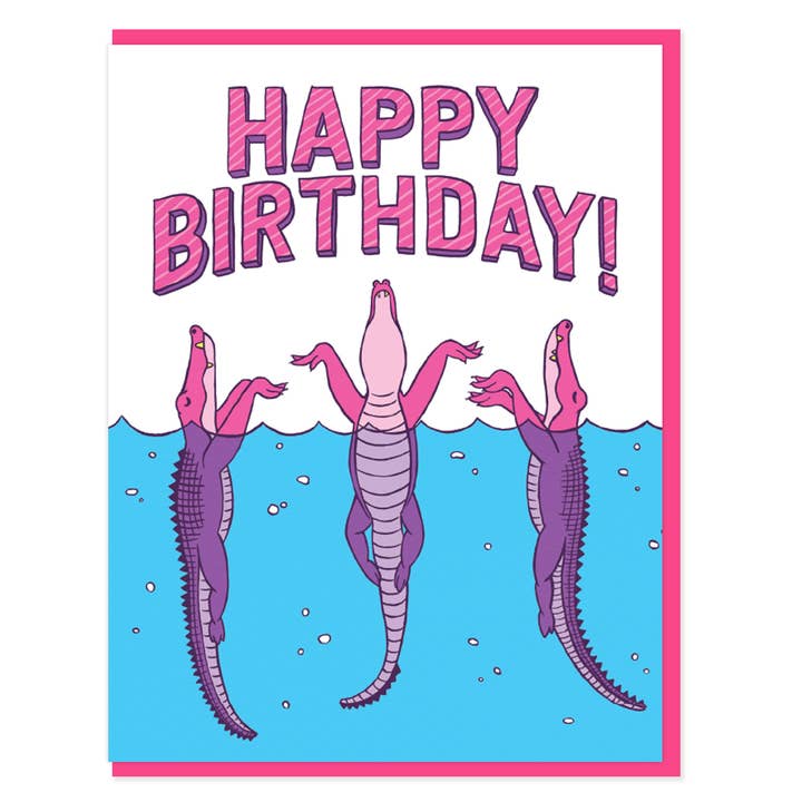 Synchronized Crocodiles Birthday Card for wholesale by Semi Sweet Press