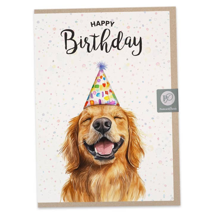 Golden Retriever Birthday Card for wholesale by Postcard Prints