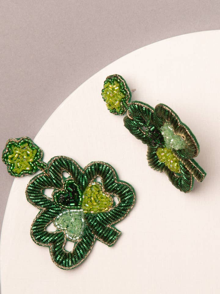 St.Patricks Shamrock Post Earrings for wholesale by SP Sophia Collection