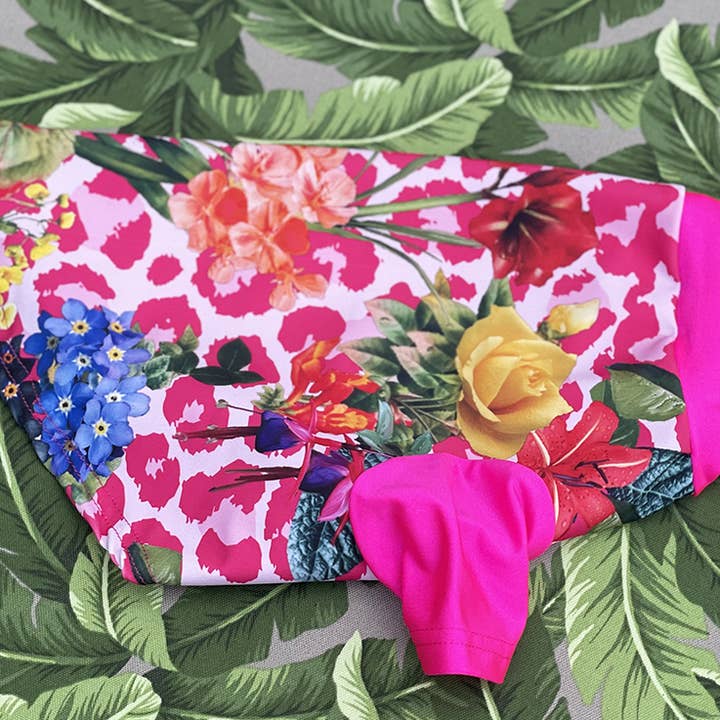 Summertime Pink Floral Lycra tee for wholesale by Mr. Soft Top