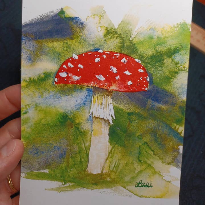 Larisanjou - Wholesale Art Print - Amanita Muscaria Watercolor Postcard - Art Print0