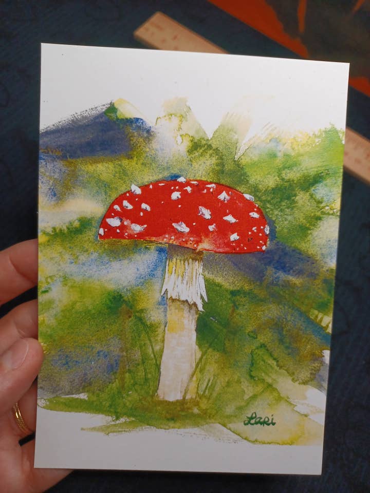Amanita Muscaria Watercolor Postcard - Art Print for wholesale by Larisanjou