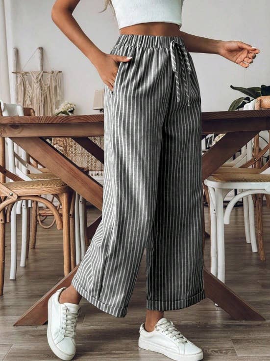 Rosa Clothing - Wholesale Pants - Women's - Laced Stripes Wide Leg Pants4