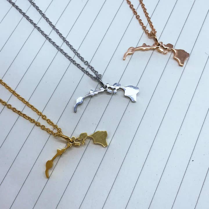 Hawaii State Silhouette Necklace for wholesale by Butter Makes Me Happy