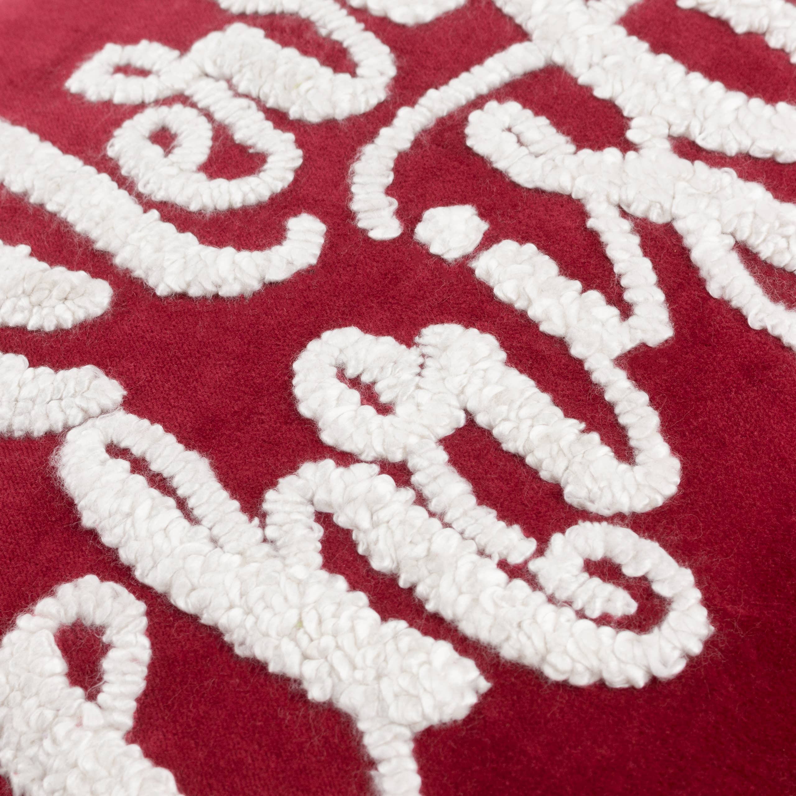 Rouge Coussin en velours rouge à appliqué « Merry Christmas » pour Noël en vente sur Faire3