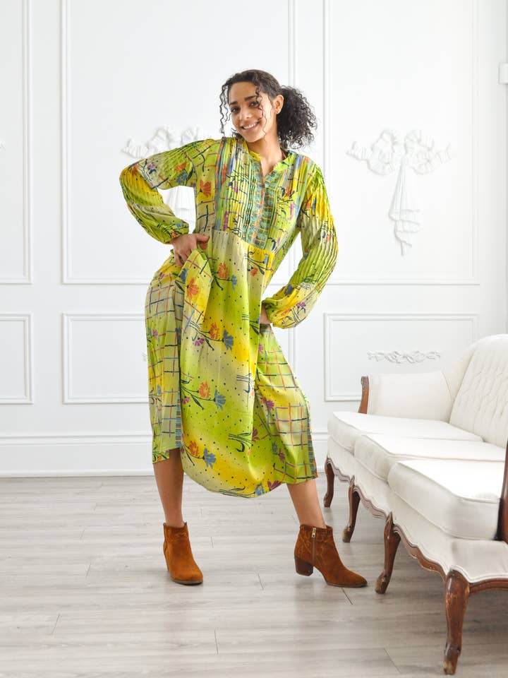 Blå Bayou bondklänning - upcycled för wholesale av Guru