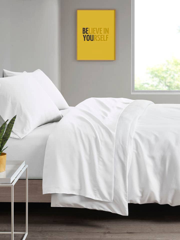 Antimicrobial Wrinkle-Free Sheet Set, White and other Purchase Wholesale flat white. Free Returns & Net 60 Terms on Faire trending on Faire.