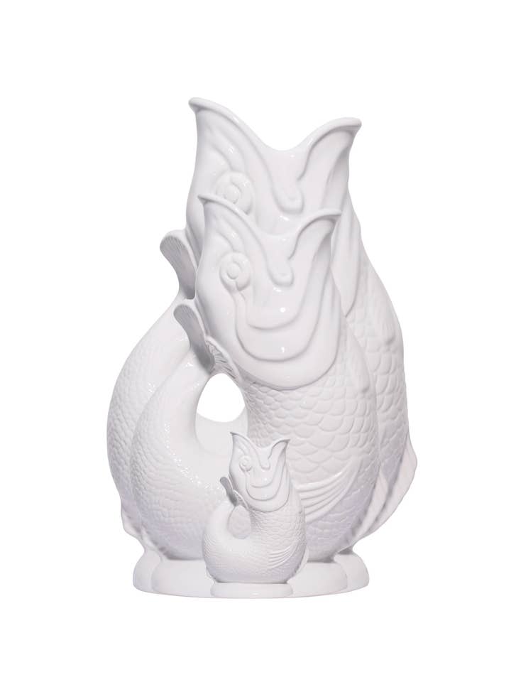 White Gluggle Jug for wholesale by The Original Gluggle Jug Factory