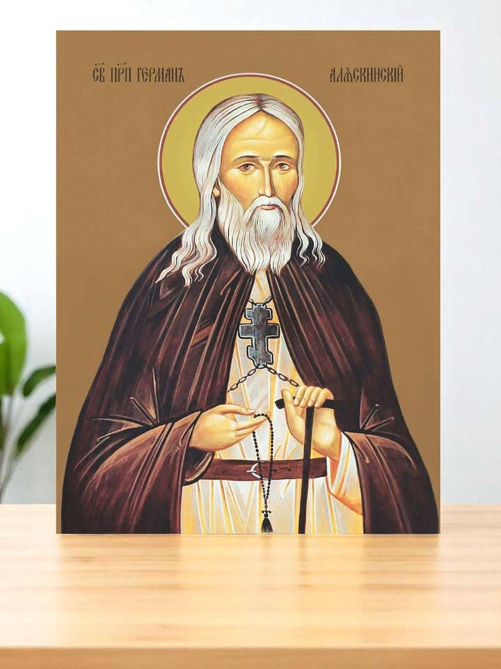 Heiliger Herman von Alaska Ikone Orthodoxe Handgemachte Wandkunst Kodiak Fichteninsel Missionar Russischer Mönch und Wundertäter für den Großhandel von Iconsofsaints