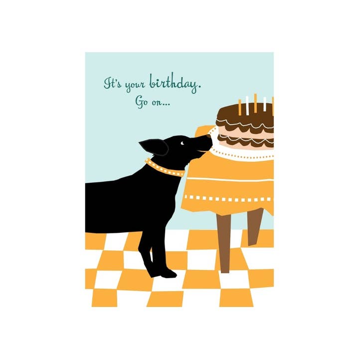 Joyeux anniversaire carte de vœux chien et gâteau pour la vente par GreatArrow Graphics
