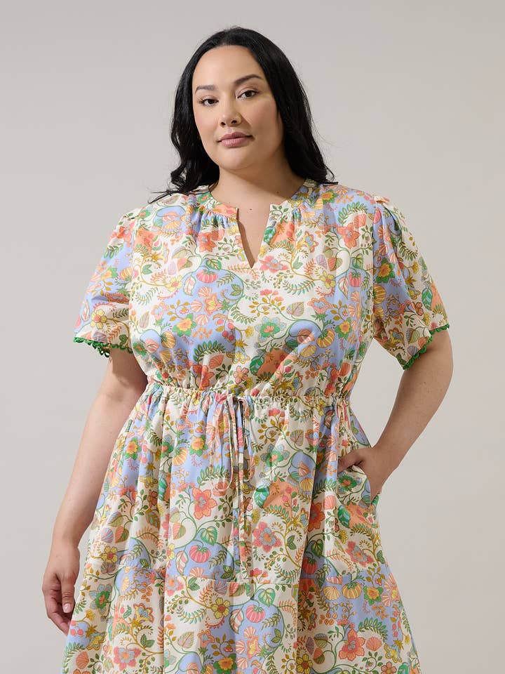 Zamara Floral Bouse Shift Mini Dress Curve for wholesale by Sugarlips