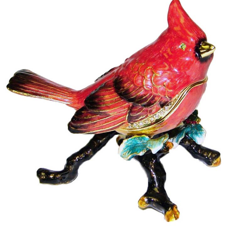 Jeweled "Cardinal" Box 3 1/4" for wholesale by Sea Creations