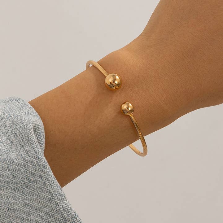 ACCITY - Wholesale Link & Chain Bracelet - SIMPLE DOUBLE-LAYER HOLLOW KNOTTED OPEN BRACELET_CWMM31017