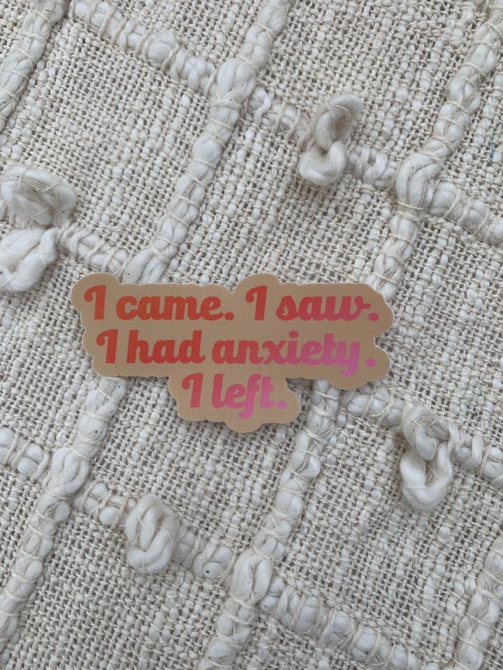 I Came, I Saw, I Had Anxiety Sticker - Vinyl & Waterproof for wholesale by Designs By Grace Ann