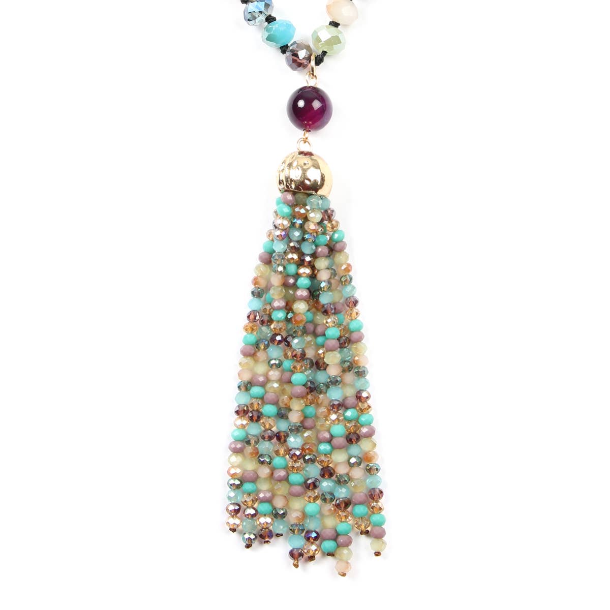 MYS Wholesale Inc - Wholesale Pendant/Charm Necklace - Rondelle Tassel Pendant With Polycord Necklace2