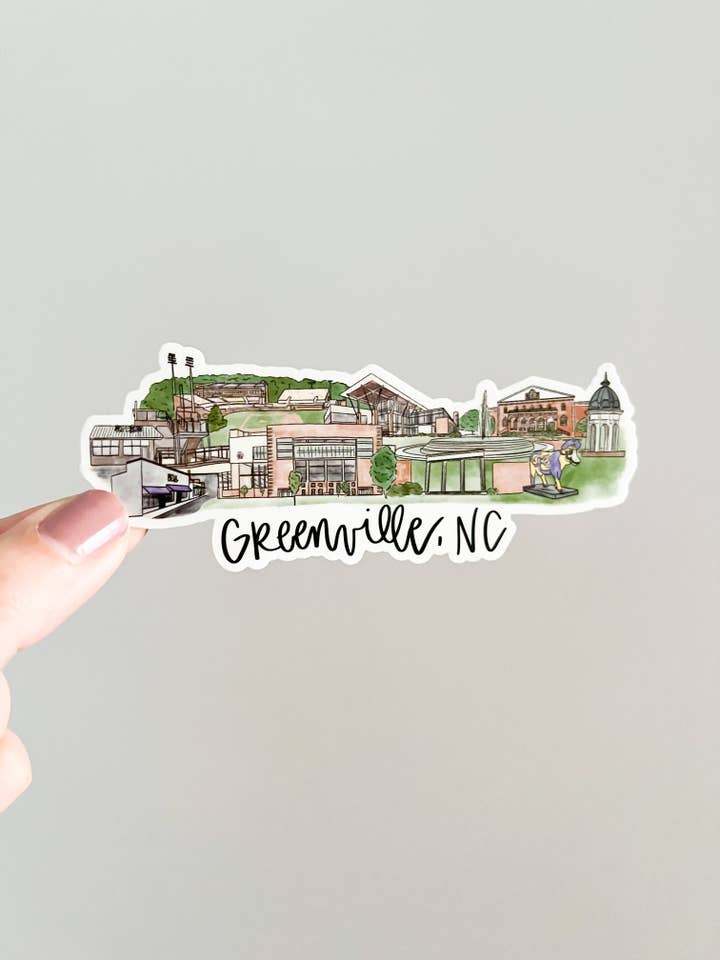 Greenville, NC Carolina do Norte ECU - Autocolante de horizonte - Larg 5polx2pol por atacado de Thirteenwinks