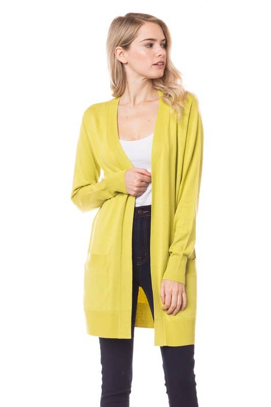 Newself Collection - Vente Cardigan – femme - Cardigan long léger ouvert sur le devant avec poches8